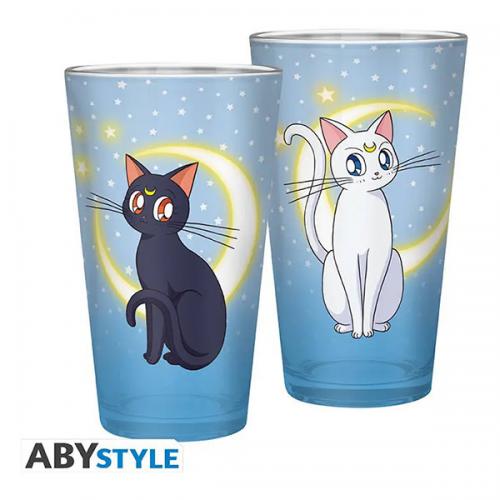 Sailor Moon Large Glass 400ml: Luna & Artemis
